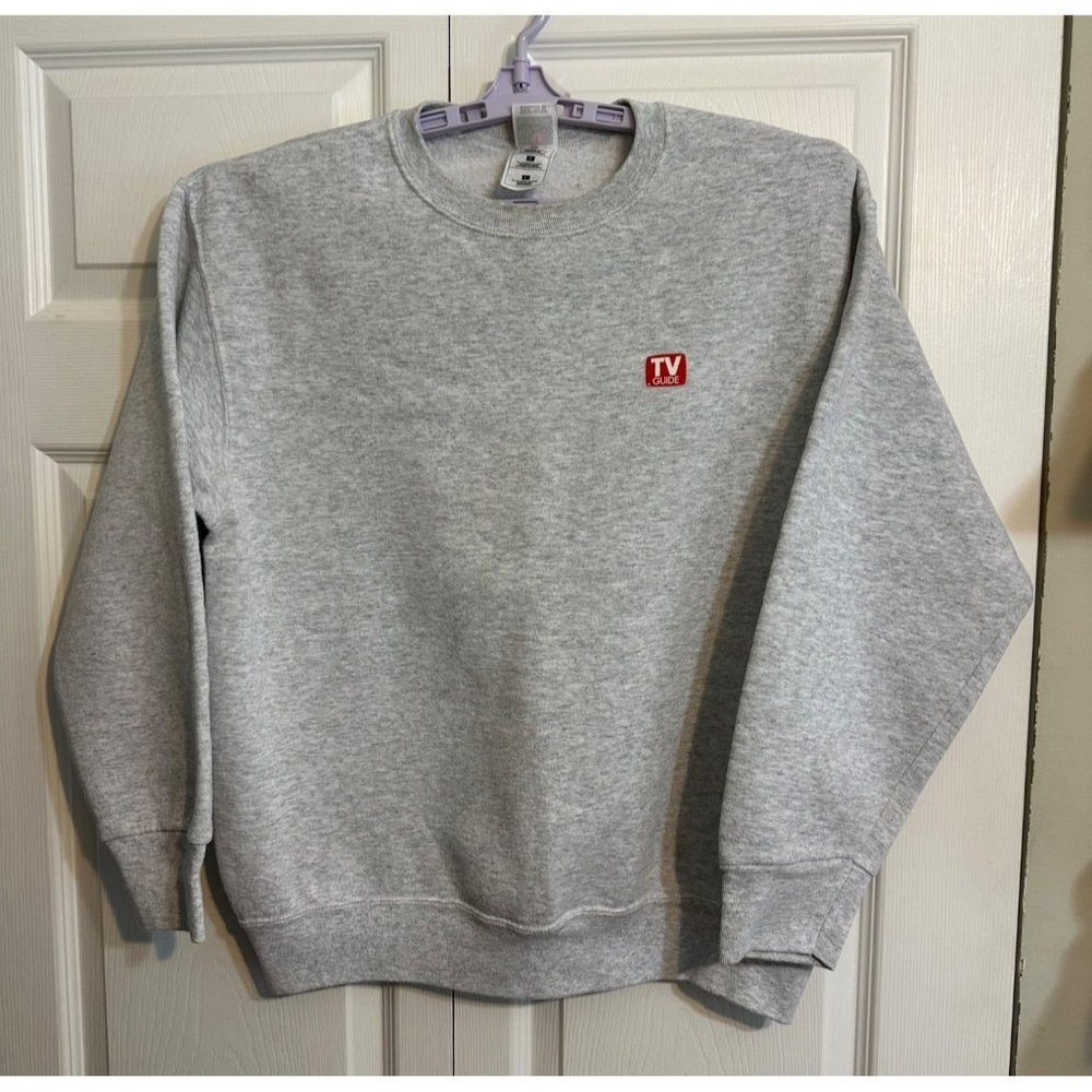 Vintage 90's TV Guide Light Gray Fruit of the Loom Sweatshirt Size Large
